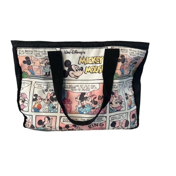 Disney Store Mickey & Minnie Mouse Cartoon Comic Strip Tote Bag Shoulder Shopper - Picture 1 of 7